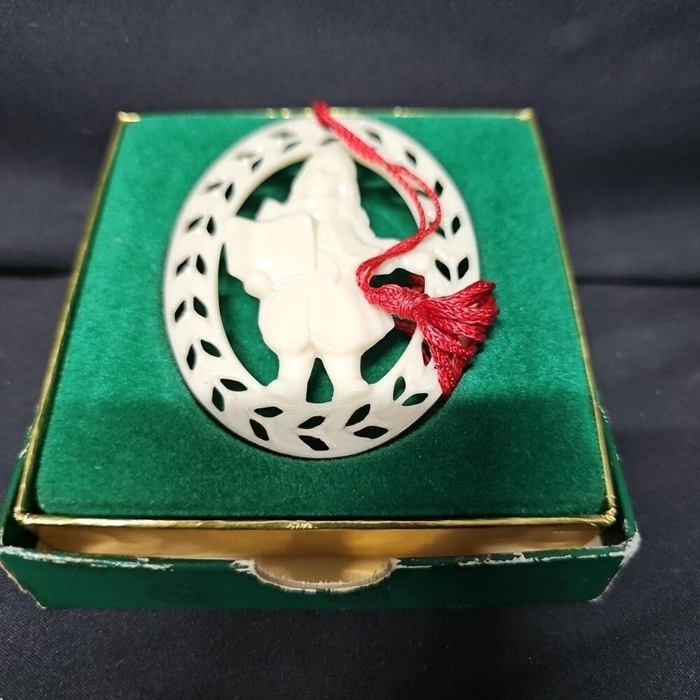 Lenox China Christmas Ornament - Caroler With Gold Trim In Original Box Vintage